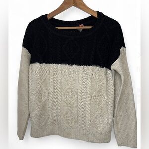 Le Temps Des Cerises Womens Colourblock Cable Knit Cozy Sweater Small